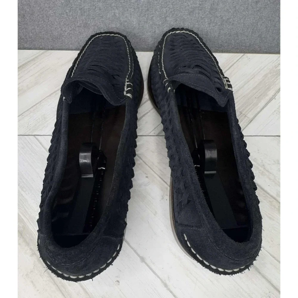 Vintage Florsheim Suede Huarache Loafers Navy Men's Size 10.5 3E Preppy Academia